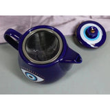 18 oz Ceramic Tea Pot - Evil Eye Blue - Magick Magick.com