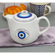 18 oz Ceramic Tea Pot - Evil Eye White - Magick Magick.com