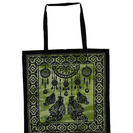 18" x 18" Dreamcatcher Green & Black Tote Bag - Magick Magick.com