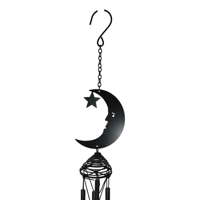 19" Black Crescent Moon Wind Chime - Magick Magick.com