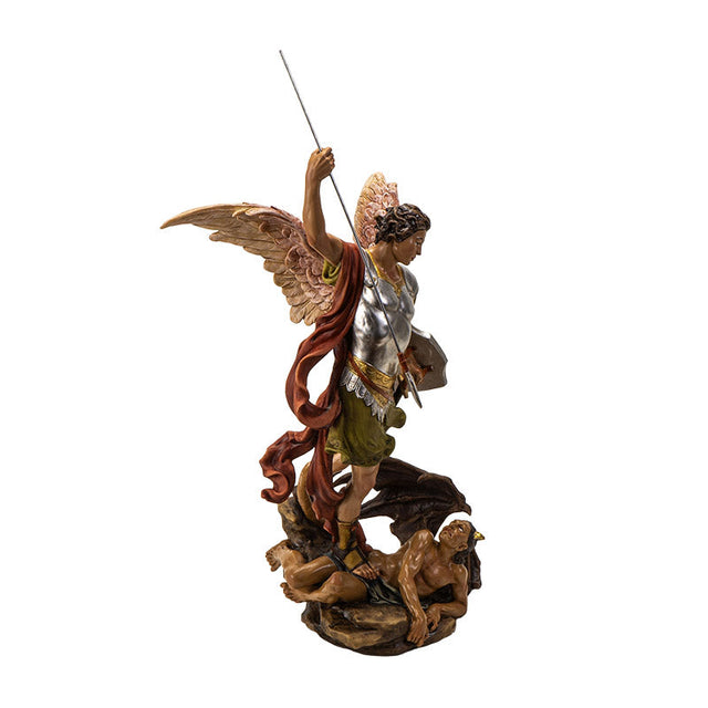 19.7" St. Michael Spearing the Devil Statue - Magick Magick.com