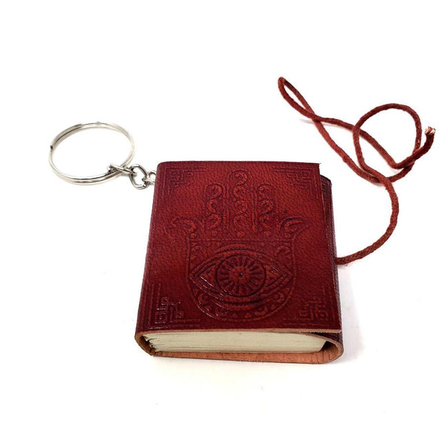 2" Leather Journal Key Chain - Hamsa Hand - Magick Magick.com