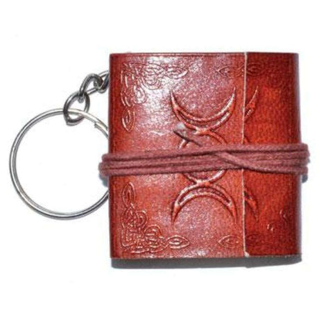 2" Leather Journal Key Chain - Triple Moon - Magick Magick.com