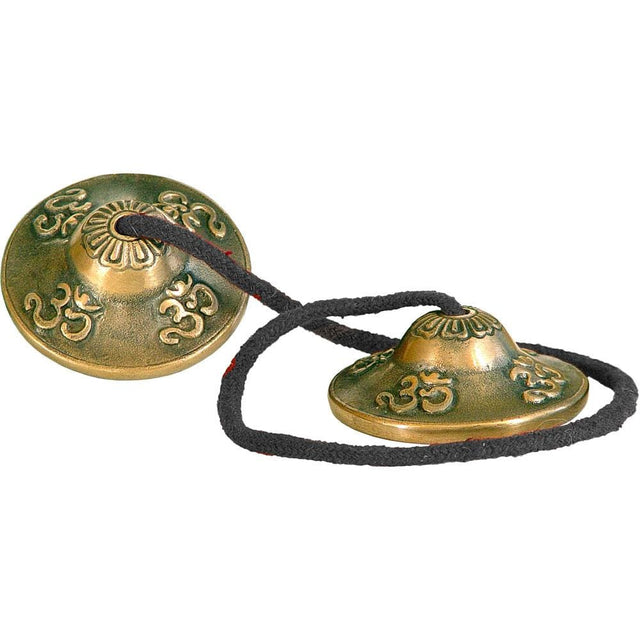 2" Tibetan Tingshas / Cymbals - Om Embossed - Magick Magick.com