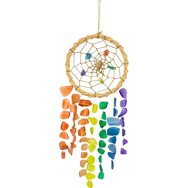 20.5" Wreath Dream Catcher with Chakra Beach Glass - Magick Magick.com