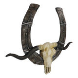 21.75" Western Horseshoe Cow Skull Plaque - Magick Magick.com