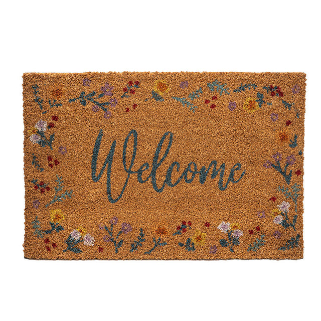 23.5" Welcome Floral Doormat - Magick Magick.com