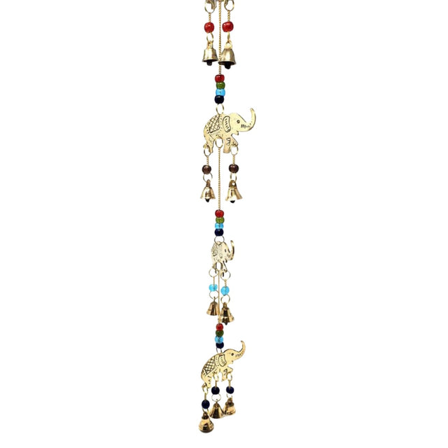 24" Elephant Brass Wind Chime with Beads - Magick Magick.com