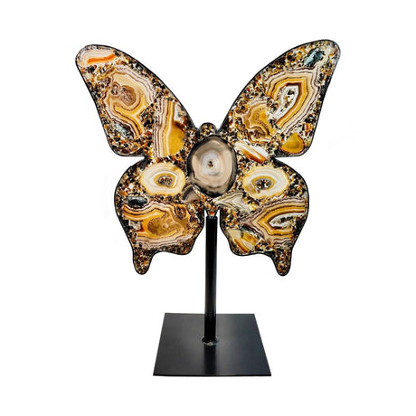 24" Natural Agate Butterfly on Metal Stand - Magick Magick.com