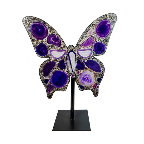 24" Purple Agate Butterfly on Metal Stand - Magick Magick.com