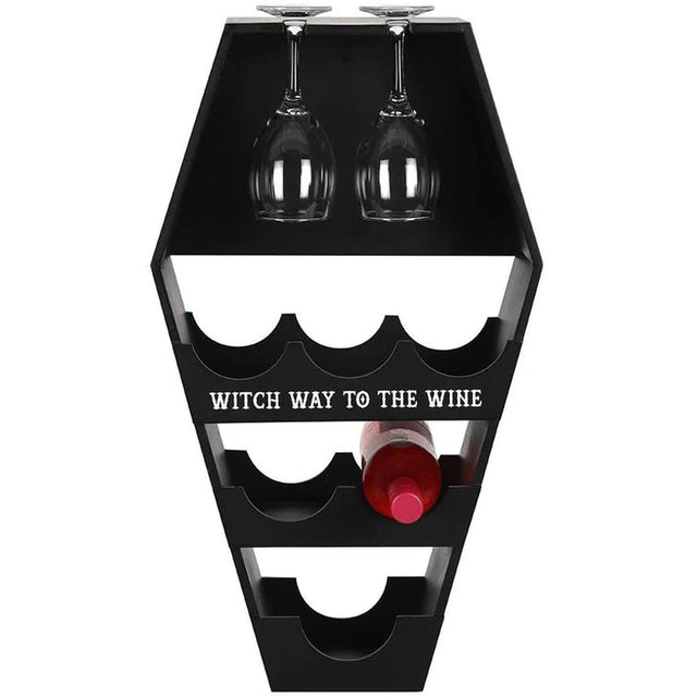 24.5" Coffin Wine Wall Shelf Rack - Magick Magick.com