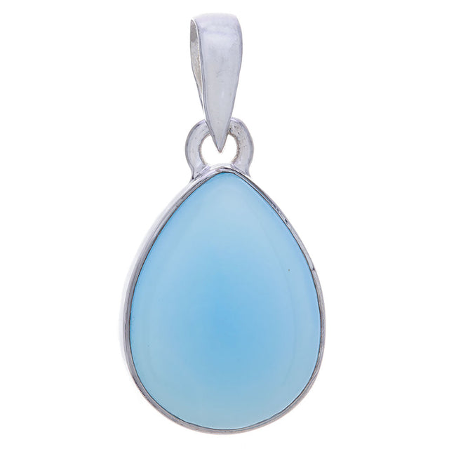 26 mm Blue Chalcedony Teardrop Sterling Silver Pendant - Magick Magick.com