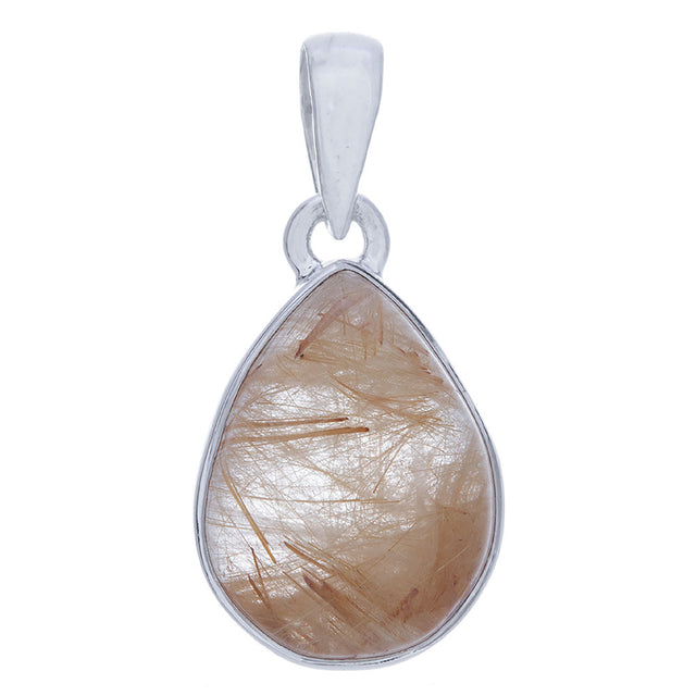 26 mm Gold Rutilated Quartz Sterling Silver Pendant - Magick Magick.com