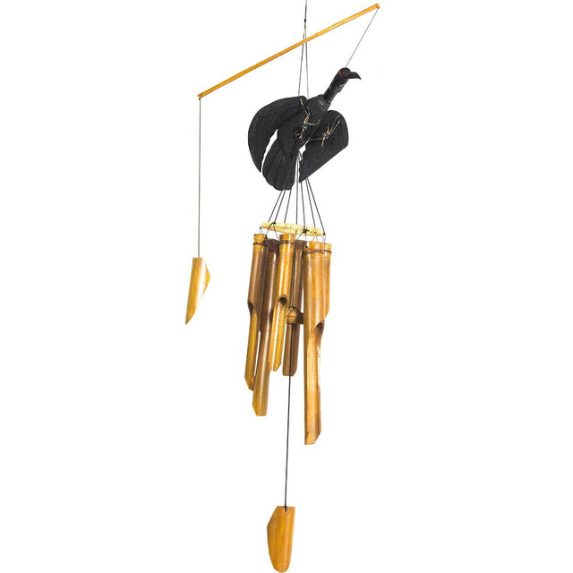 29.5" Animated Bamboo Wind Chime - Raven - Magick Magick.com