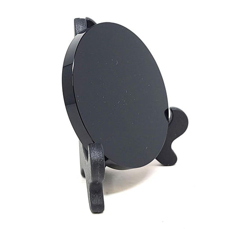 2.3" Black Obsidian Scrying Mirror with Stand - Magick Magick.com