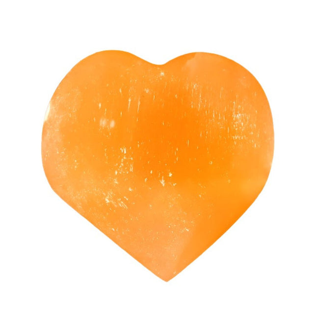 2.5" Puffed Gemstone Heart - Orange Selenite - Magick Magick.com