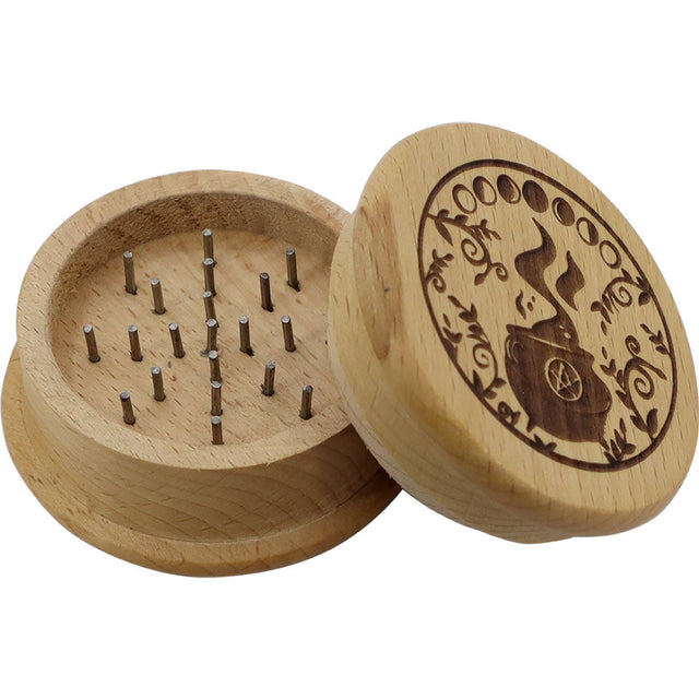 2.5" Wood Herb Grinder - Cauldron - Magick Magick.com