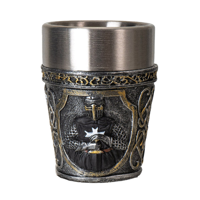 2.6" Stainless Steel / Resin Shot Glass - Medieval Knight - Magick Magick.com