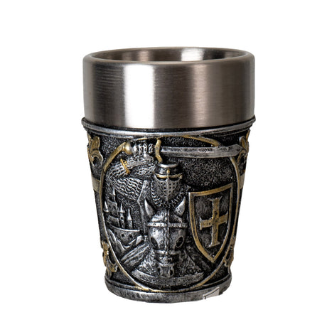 2.6" Stainless Steel / Resin Shot Glass - Medieval Knight - Magick Magick.com