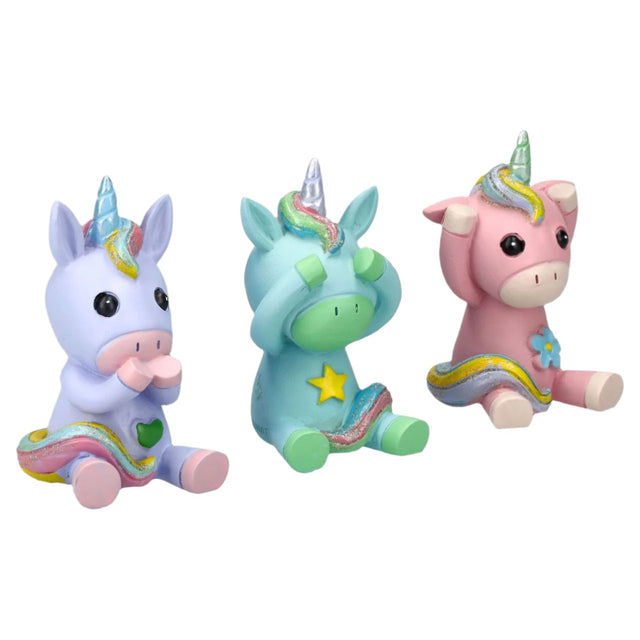 2.75" See, Speak, Hear No Evil Unicorns (Set of 3) - Magick Magick.com