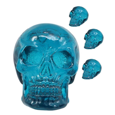 2.75" Translucent Blue Skull Statue (Pack of 4) - Magick Magick.com