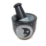 3" Moon Carved Black Soapstone Mortar & Pestle - Magick Magick.com