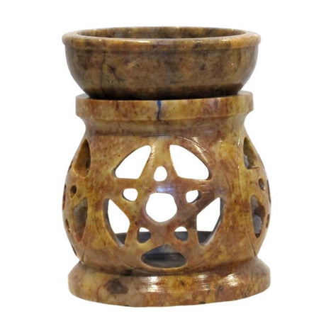 3" Pentacle Carved Soapstone Oil Aroma Lamp - Magick Magick.com