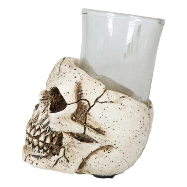 3" Resin and Glass Skull Shot Glass - Magick Magick.com