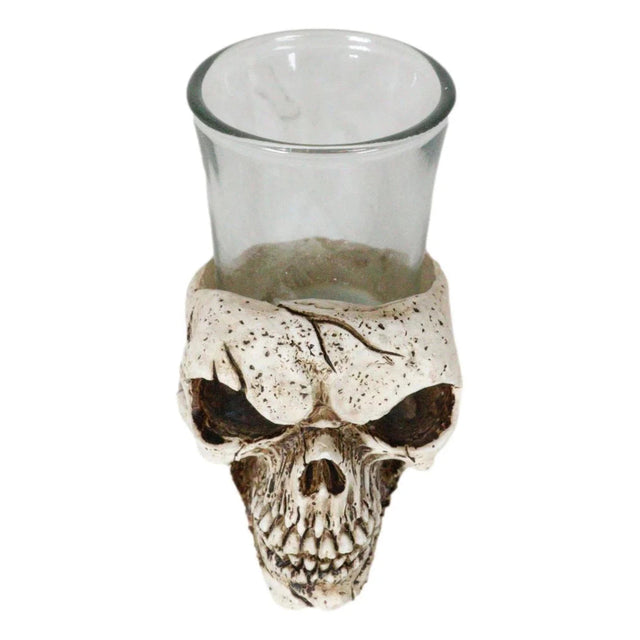 3" Resin and Glass Skull Shot Glass - Magick Magick.com