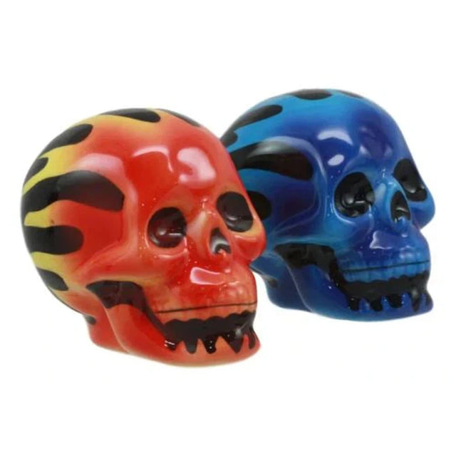 3" Salt & Pepper Shaker - Flame Skulls - Magick Magick.com