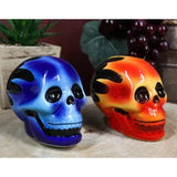 3" Salt & Pepper Shaker - Flame Skulls - Magick Magick.com