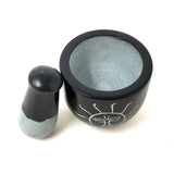 3" Sun Carved Black Soapstone Mortar & Pestle - Magick Magick.com