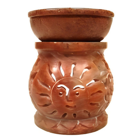 3" Sun Carved Soapstone Oil Aroma Lamp - Magick Magick.com