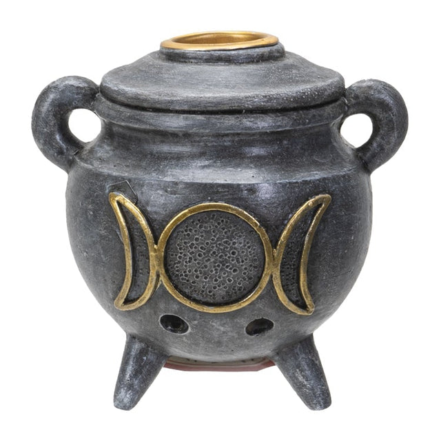 3" Triple Moon Cauldron Backflow Incense Burner - Magick Magick.com