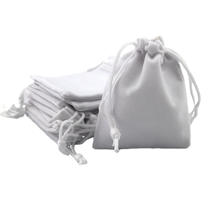 3" x 4" Unlined Velvet Bag - White - Magick Magick.com