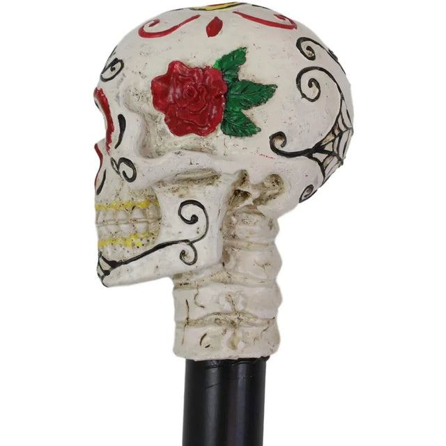 34.25" Day of the Dead Walking Cane - White Skull - Magick Magick.com