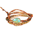 37" Wrap Bracelet Leather & Mixed Gemstones with Imperial Jasper Accent - Magick Magick.com