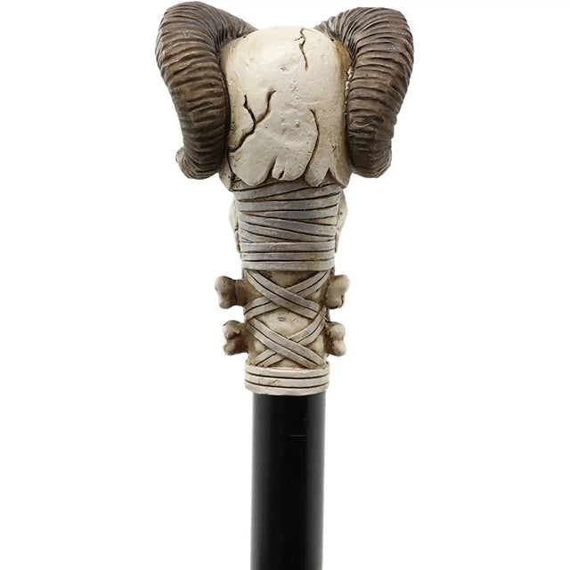 37.5" Walking Cane - Ram Horn Skull - Magick Magick.com