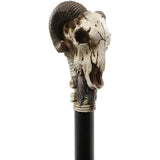 37.5" Walking Cane - Ram Horn Skull - Magick Magick.com