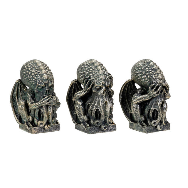 3.25" Sitting Cthulhu Statue Set - See, Hear, Speak No Evil (Set of 3) - Magick Magick.com