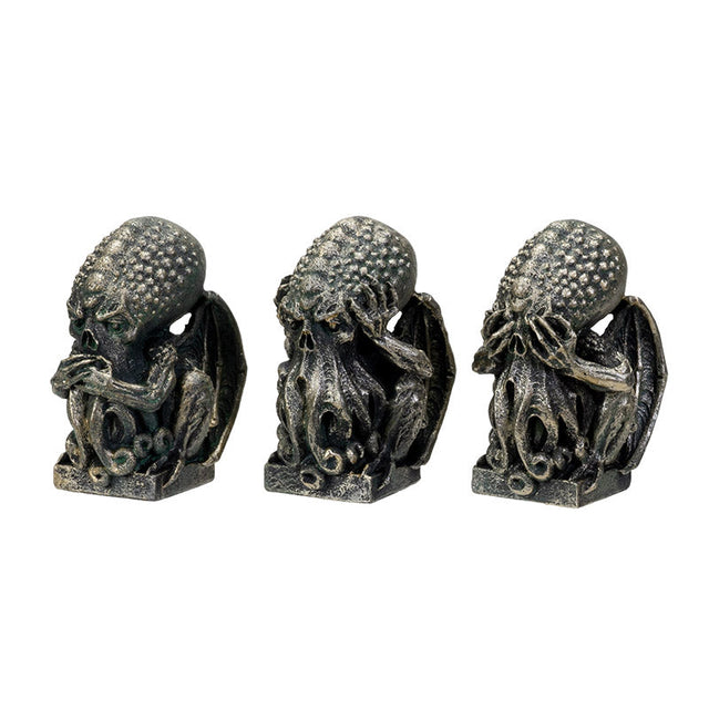 3.25" Sitting Cthulhu Statue Set - See, Hear, Speak No Evil (Set of 3) - Magick Magick.com