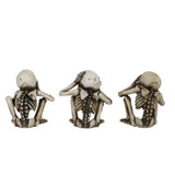 3.25" Sitting Skeleton Statue Set - See, Hear, Speak No Evil (Set of 3) - Magick Magick.com