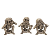 3.25" Sitting Skeleton Statue Set - See, Hear, Speak No Evil (Set of 3) - Magick Magick.com