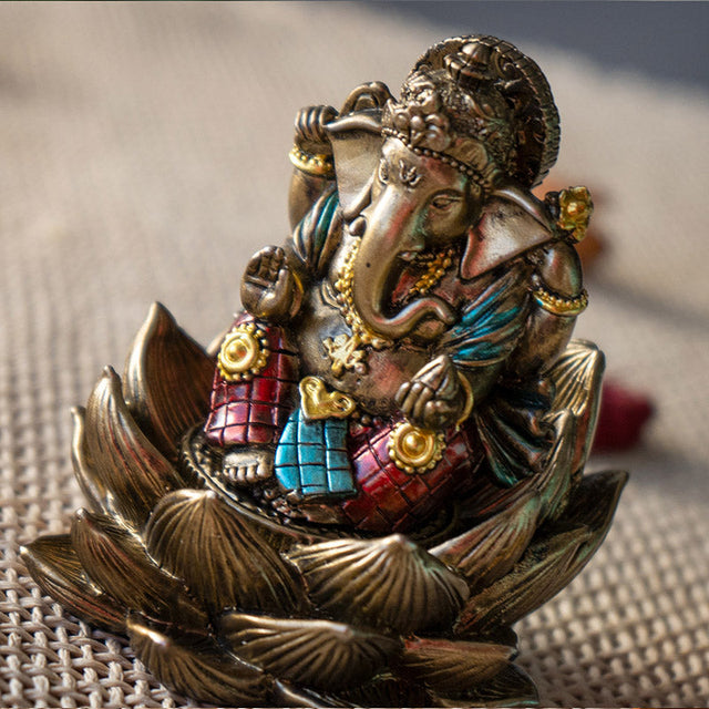 3.3" Ganesha on Lotus Statue - Magick Magick.com