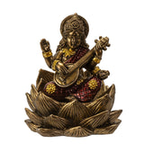 3.3" Saraswati on Lotus Statue - Magick Magick.com