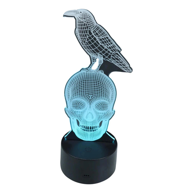 3.35" Raven on Skull 3D LED Light - Magick Magick.com