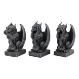 3.35" Sitting Dragon Statue Set - See, Hear, Speak No Evil (Set of 3) - Magick Magick.com