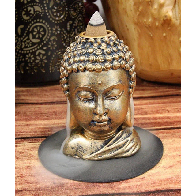 3.5" Bronze Buddha Head Backflow Incense Burner - Magick Magick.com