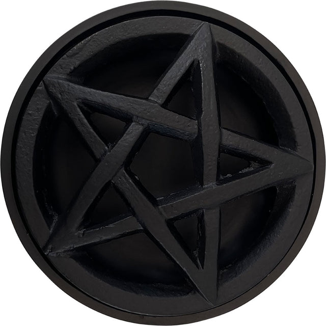 3.5" Cast Iron Incense Burner with Pentacle Lid - Magick Magick.com