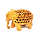 3.5" Elephant with inside Baby Elephant Hand Carved Wood Statue - Magick Magick.com